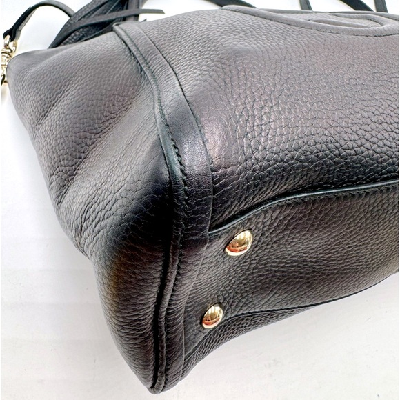 Auth Gucci Black / Brown Cherry Metallic Leather 2way SoHo Working Tote Satchel - Picture 7 of 16